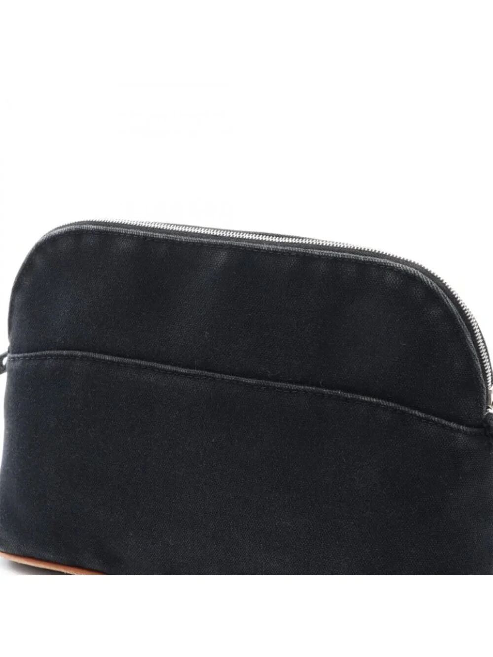 Hermes Pouch Bolide MM Black Canvas Leather